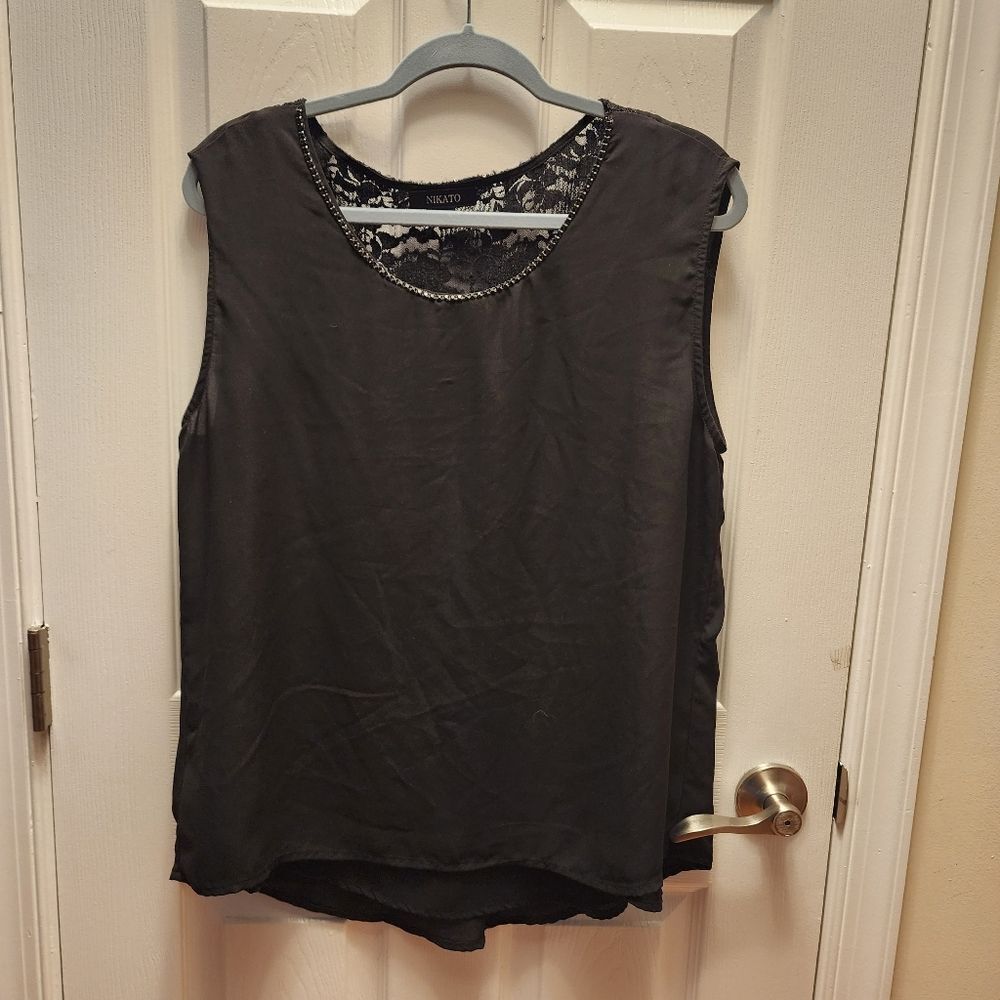 NIKATO Sleeveless Embellished Hi Low Sequin Detail Blouse